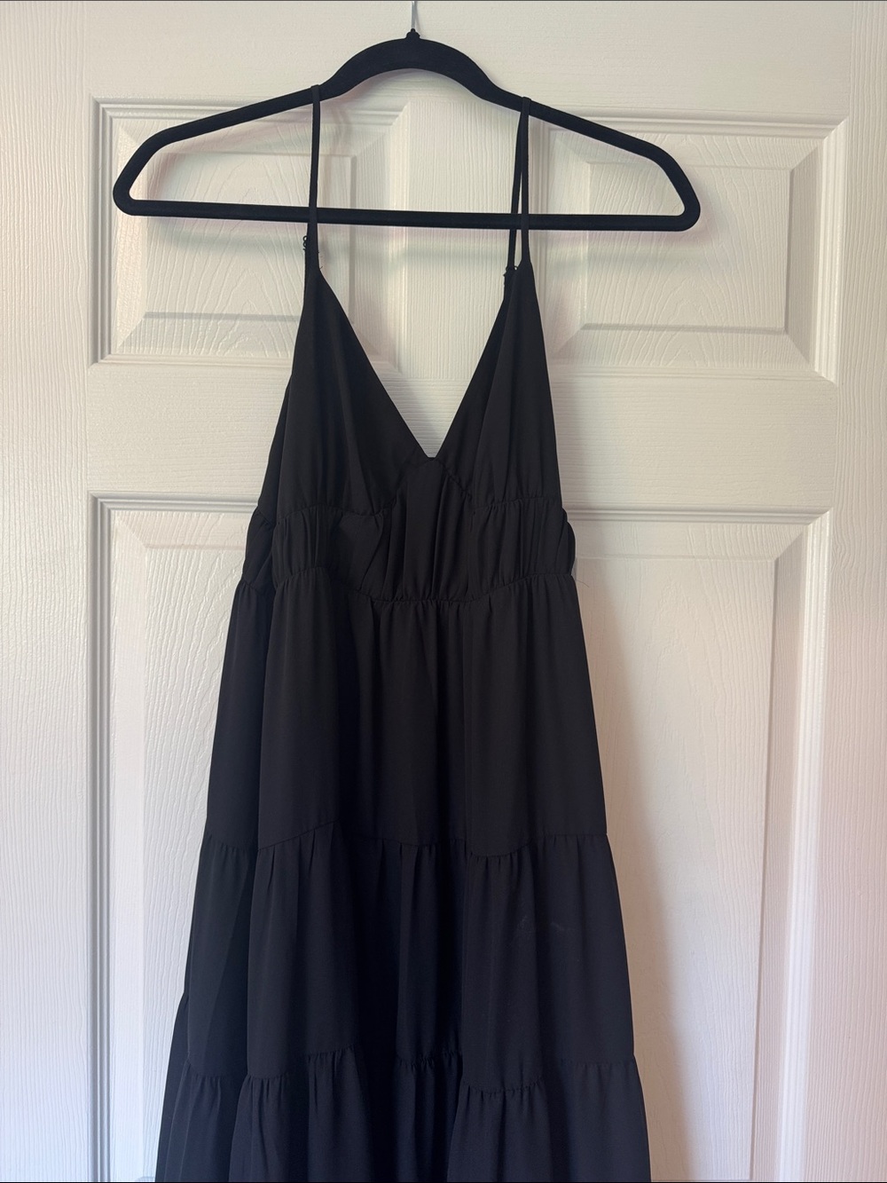 1. State Black Tiered Maxi Dress with Spaghetti Straps